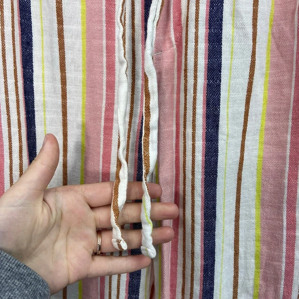 NEW Old Navy women's linen blend striped pull on drawstring pocket pants casual - Picture 3 of 8